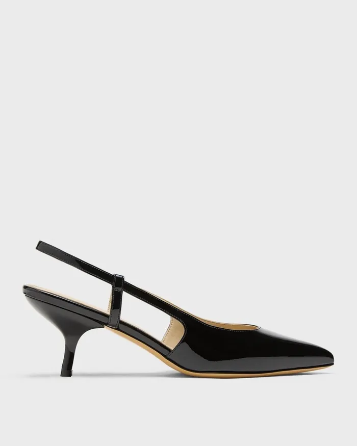Women Theory Shoes Micro Slingback Pump In Patent Leather Black