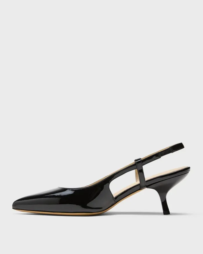 Women Theory Shoes Micro Slingback Pump In Patent Leather Black