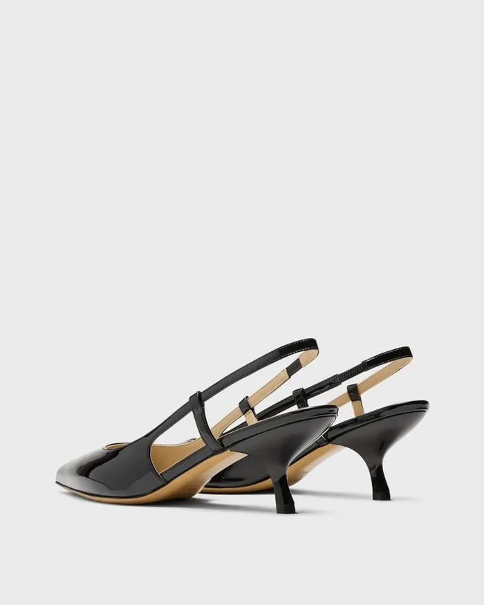Women Theory Shoes Micro Slingback Pump In Patent Leather Black