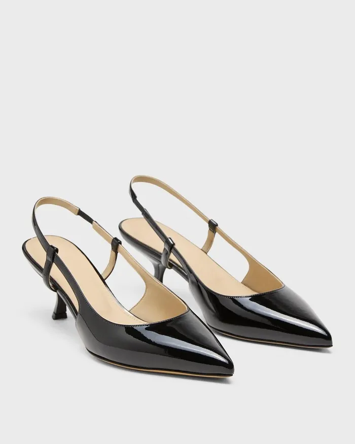 Women Theory Shoes Micro Slingback Pump In Patent Leather Black