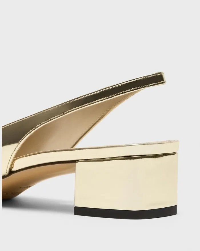 Women Theory Shoes Slingback Pump In Metallic Leather Light Gold