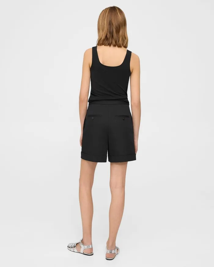 Women Theory Shorts Cuffed Short In Stretch Cotton Twill Black