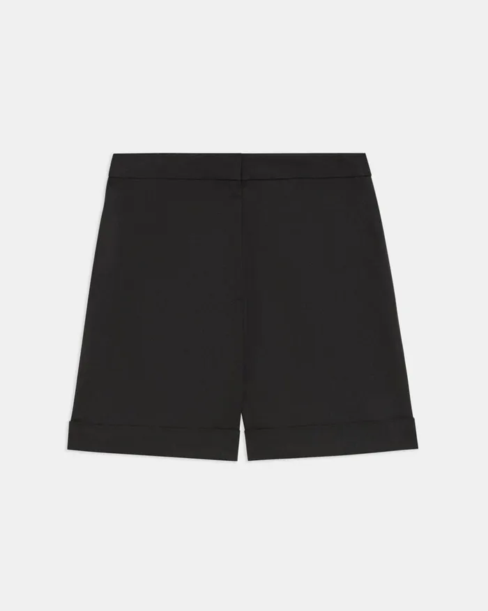 Women Theory Shorts Cuffed Short In Stretch Cotton Twill Black