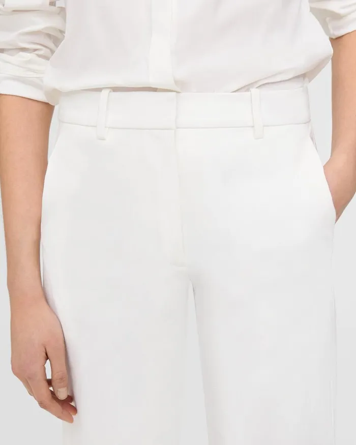 Women Theory Shorts HighWaist Straight Short In Stretch Cotton White