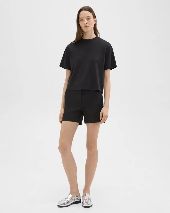 Women Theory Shorts Waist Tab Short In Good Linen Black