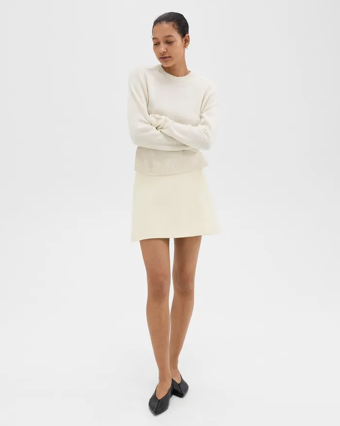 Women Theory Skirts HighWaist Mini Skirt In Tweed Ivory