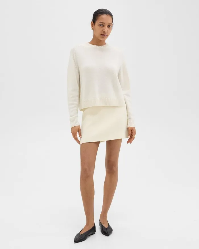 Women Theory Skirts HighWaist Mini Skirt In Tweed Ivory