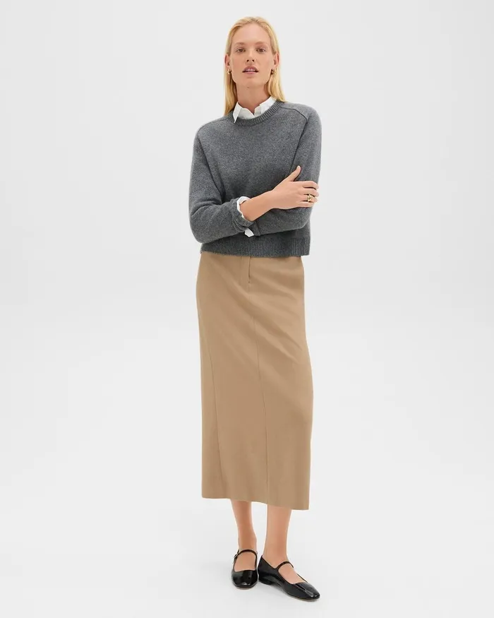 Women Theory Skirts Maxi Trouser Skirt In Stretch Flannel New Camel
