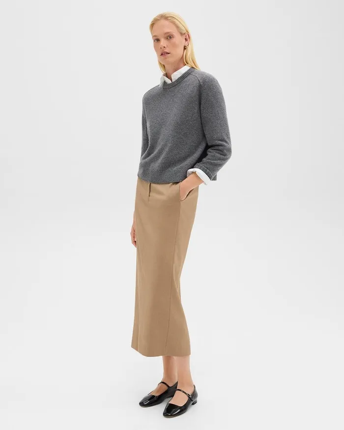 Women Theory Skirts Maxi Trouser Skirt In Stretch Flannel New Camel