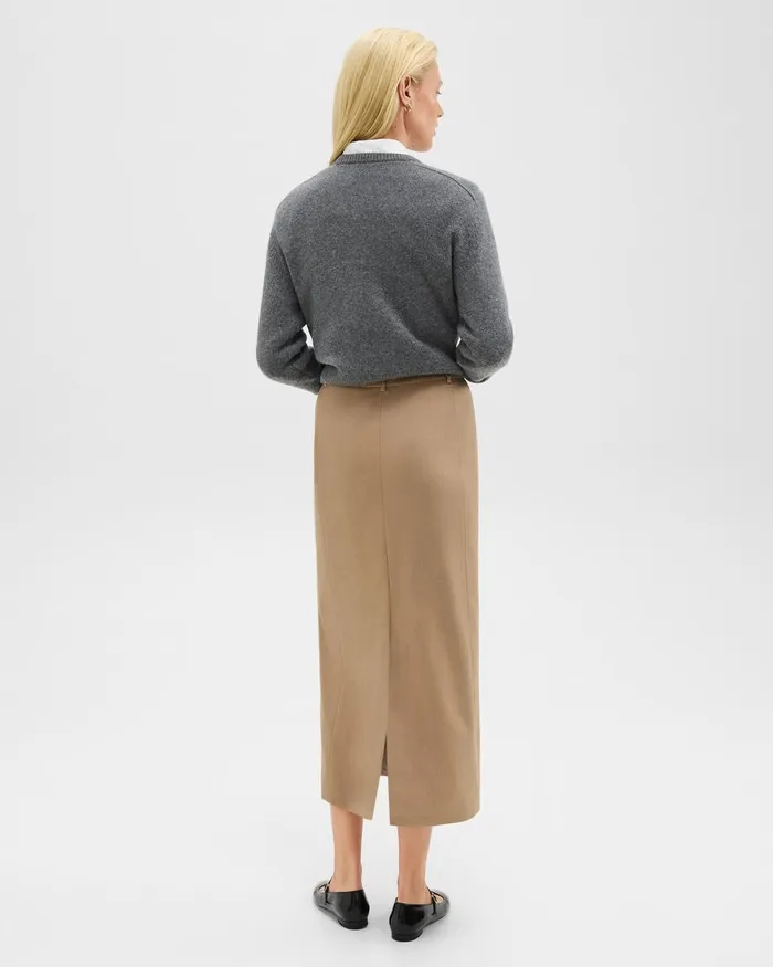 Women Theory Skirts Maxi Trouser Skirt In Stretch Flannel New Camel