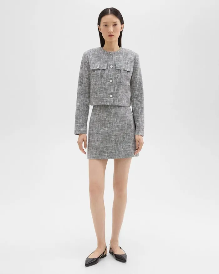Women Theory Skirts Mini Skirt In Canvas Tweed Black Multi