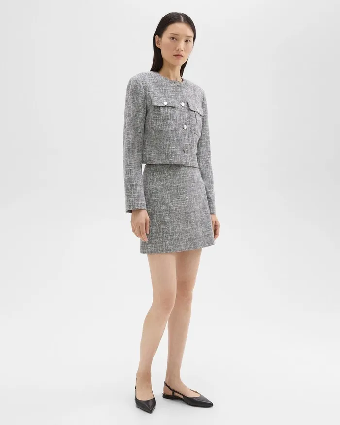 Women Theory Skirts Mini Skirt In Canvas Tweed Black Multi