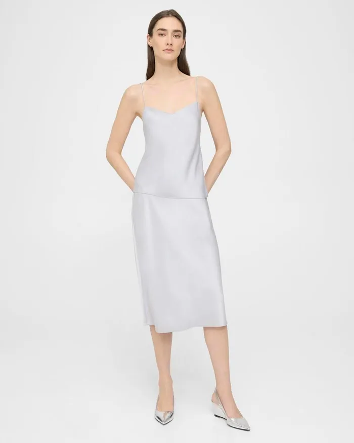 Women Theory Skirts Slip Skirt In Satin Silver