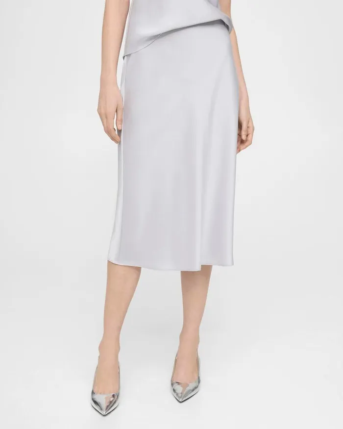 Women Theory Skirts Slip Skirt In Satin Silver