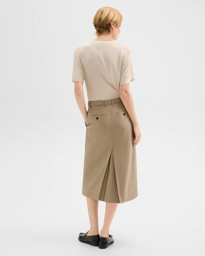 Women Theory Skirts Trouser Skirt In Wool Gabardine Barley