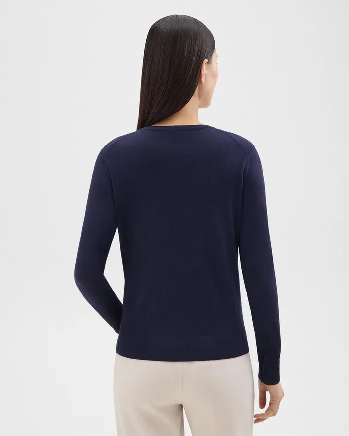 Women Theory Sweaters Cardigans Crewneck Sweater In Regal Wool Deep Navy