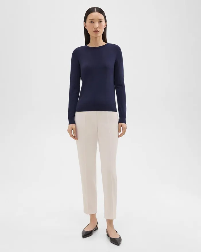 Women Theory Sweaters Cardigans Crewneck Sweater In Regal Wool Deep Navy