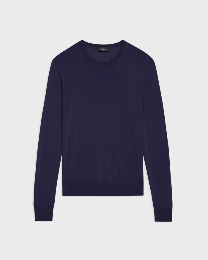 Women Theory Sweaters Cardigans Crewneck Sweater In Regal Wool Deep Navy
