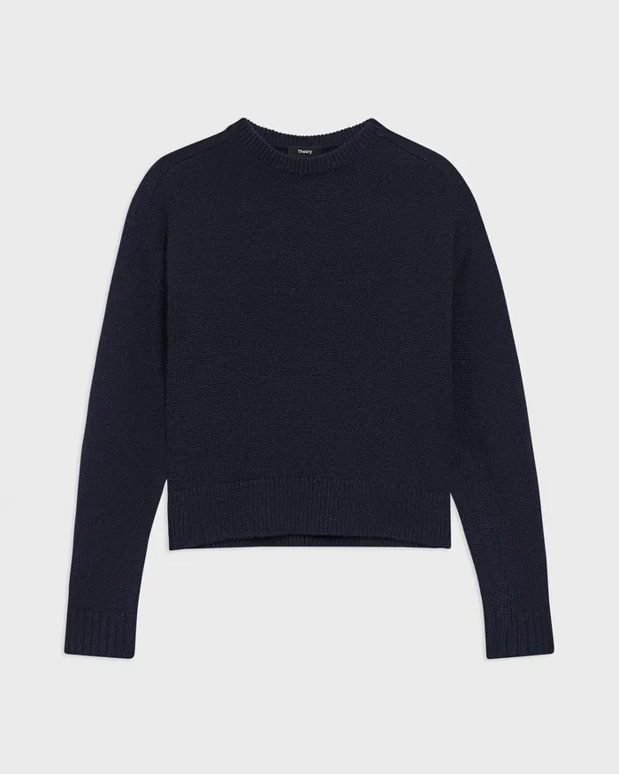 Women Theory Sweaters Cardigans Cropped Sweater In Cashmere Deep Navy