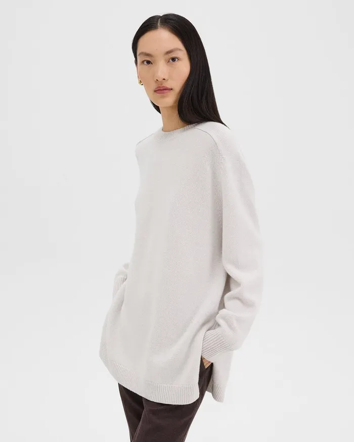 Women Theory Sweaters Cardigans Karenia Sweater In Cashmere Natural Melange