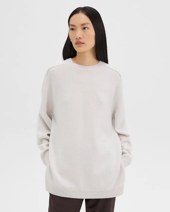 Women Theory Sweaters Cardigans Karenia Sweater In Cashmere Natural Melange