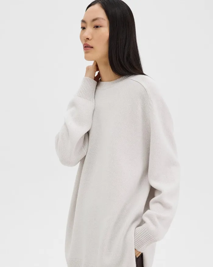 Women Theory Sweaters Cardigans Karenia Sweater In Cashmere Natural Melange
