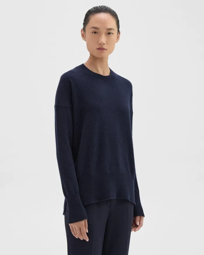 Women Theory Sweaters Cardigans Relaxed Sweater In Cashmere Deep Navy