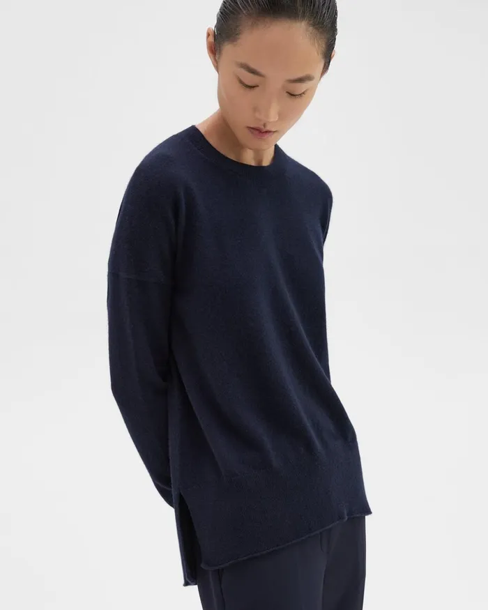 Women Theory Sweaters Cardigans Relaxed Sweater In Cashmere Deep Navy