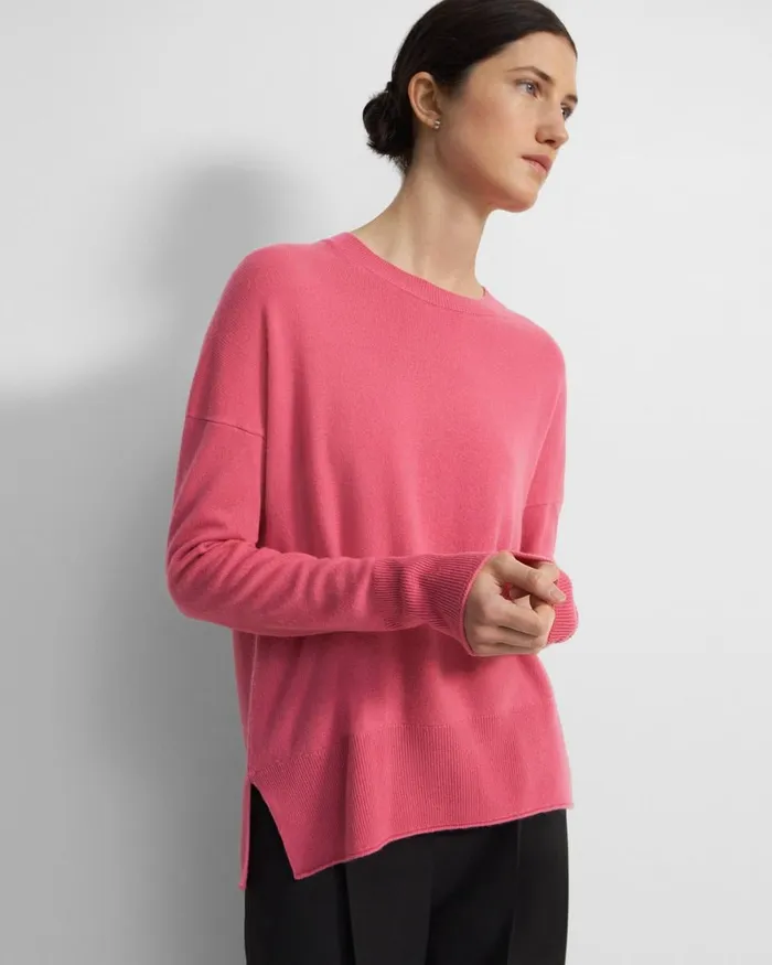 Women Theory Sweaters Cardigans Relaxed Sweater In Cashmere Pink Orchid