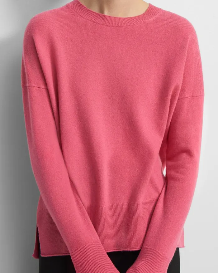 Women Theory Sweaters Cardigans Relaxed Sweater In Cashmere Pink Orchid