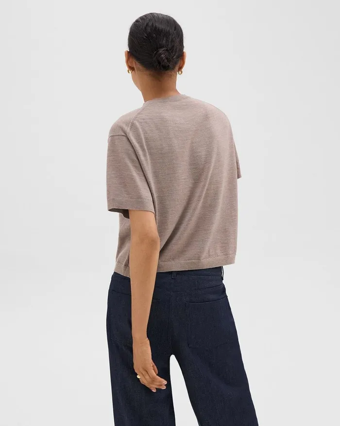 Women Theory TShirts Tank Tops Boxy Tee In Regal Wool Light Cinder