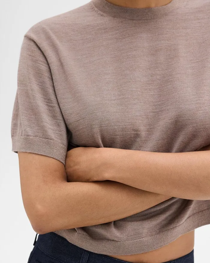 Women Theory TShirts Tank Tops Boxy Tee In Regal Wool Light Cinder