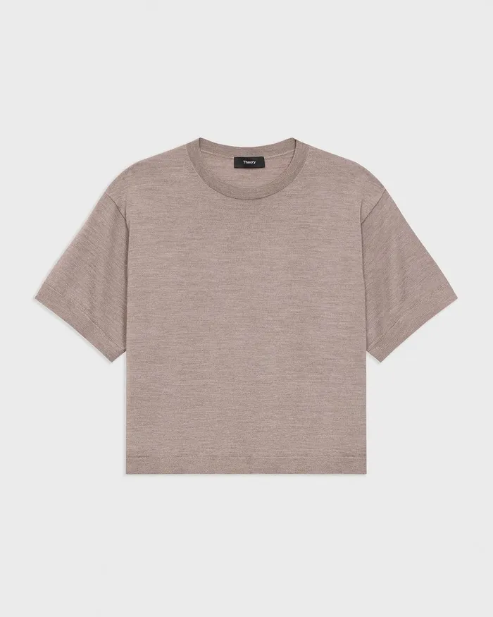 Women Theory TShirts Tank Tops Boxy Tee In Regal Wool Light Cinder