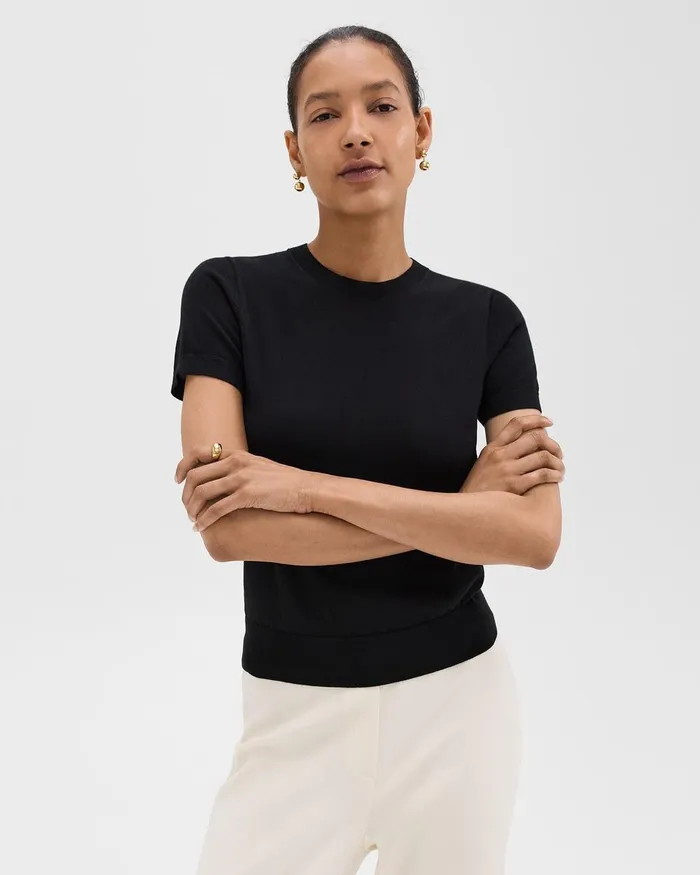 Women Theory TShirts Tank Tops Sweater Tee In Regal Wool Black