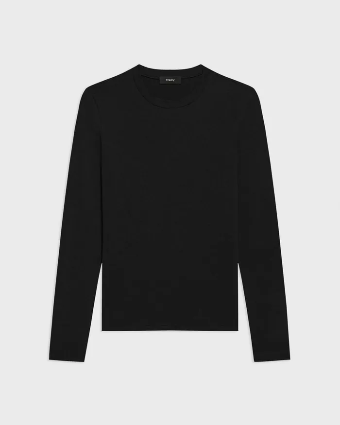 Women Theory TShirts Tank Tops Tiny LongSleeve Tee In Organic Cotton Black