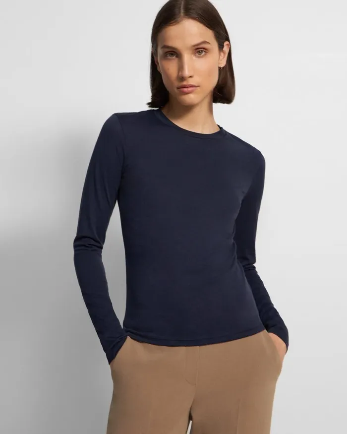 Women Theory TShirts Tank Tops Tiny LongSleeve Tee In Organic Cotton Marina