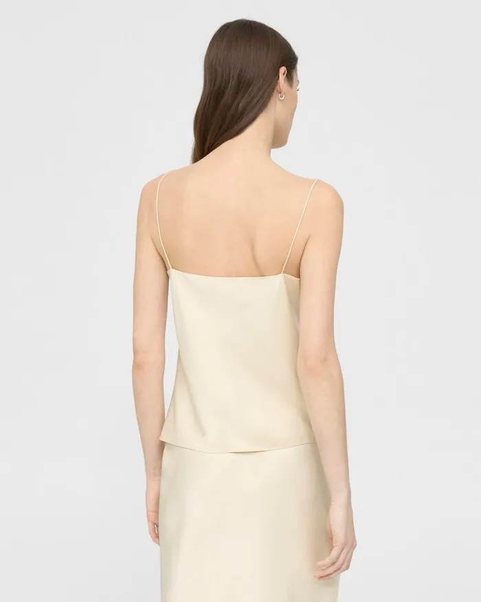 Women Theory Tops Draped Camisole In Satin Golden Wheat