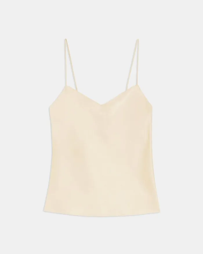 Women Theory Tops Draped Camisole In Satin Golden Wheat