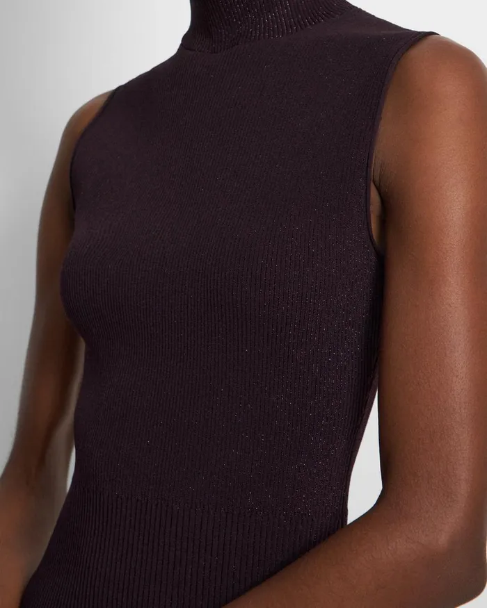 Women Theory Tops Ribbed Tank Top In Crepe Knit Merlot