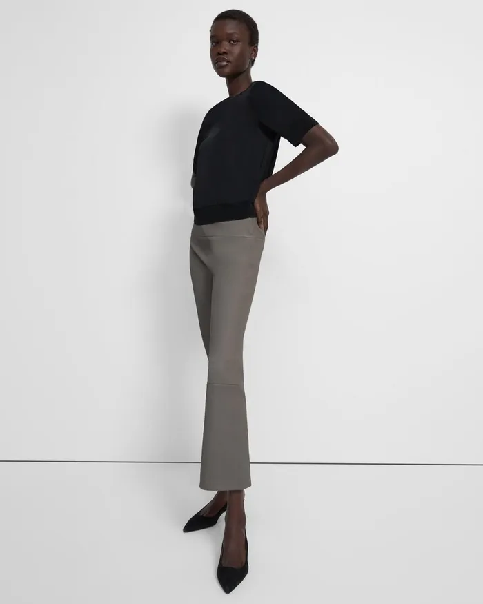 Women Theory Tops Shrunken ShortSleeve Top In Silk Black