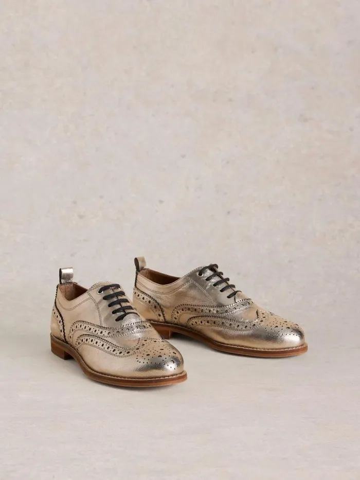 Women Thistle Leather Lace Up Brogue Coloured Metallic White Stuff Shoes Women Thistle Leather Lace Up Brogue Coloured Metallic White Stuff Shoes