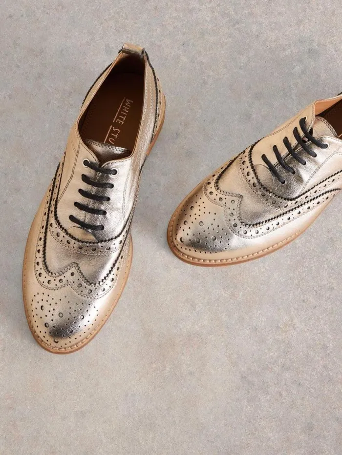 Women Thistle Leather Lace Up Brogue Coloured Metallic White Stuff Shoes Women Thistle Leather Lace Up Brogue Coloured Metallic White Stuff Shoes