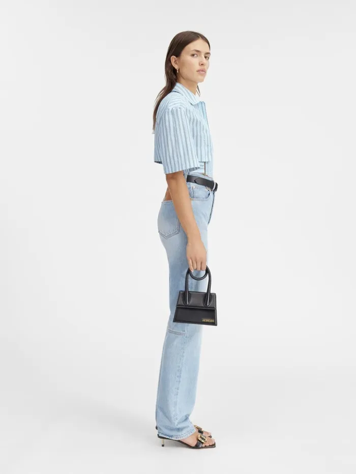 Women Tops and Shirts JACQUEMUS The Bari Cropped Shirt Print Blue Stripes