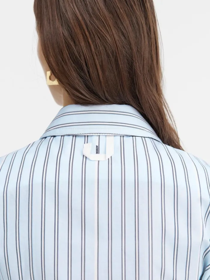 Women Tops and Shirts JACQUEMUS The Bari Cropped Shirt Print Blue Stripes