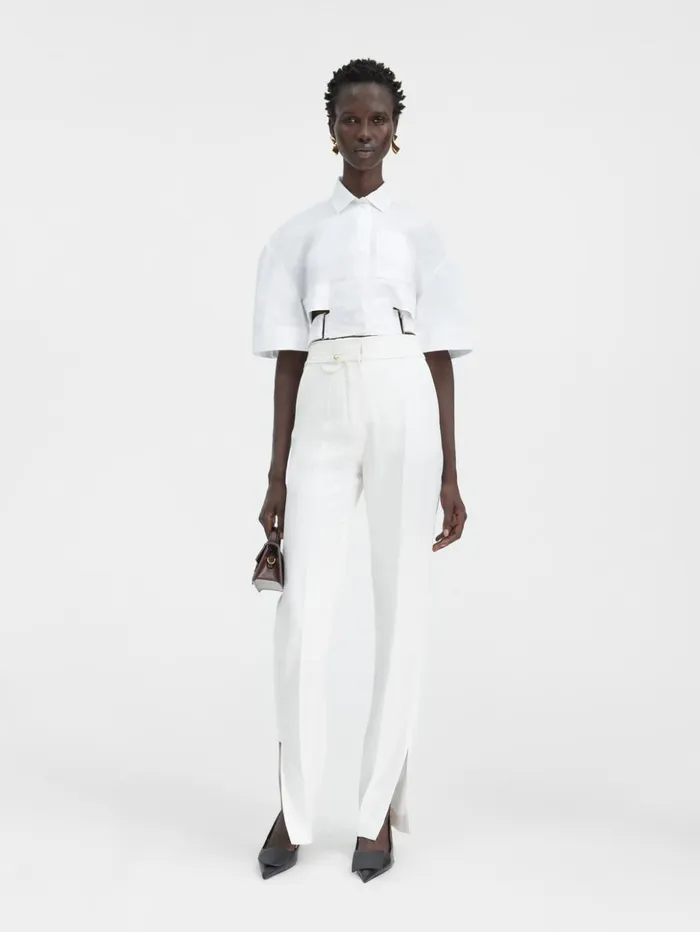 Women Tops and Shirts JACQUEMUS The Bari Cropped Shirt White