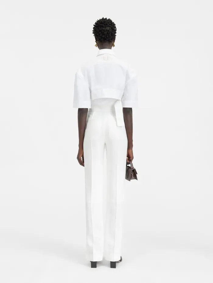 Women Tops and Shirts JACQUEMUS The Bari Cropped Shirt White Women Tops and Shirts JACQUEMUS The Bari Cropped Shirt White
