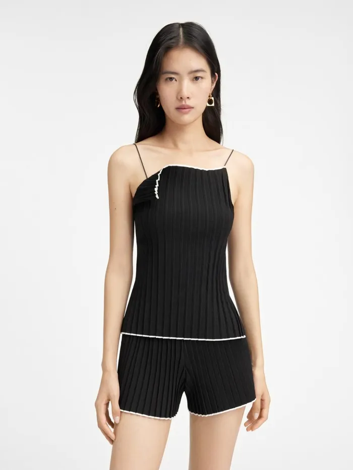 Women Tops and Shirts JACQUEMUS The Pleated Knit Top Black