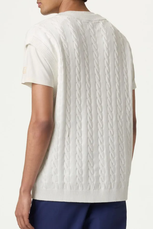 Women Tops and TShirts Fila Baseline Cable Knit Vest 100 White Women Tops and TShirts Fila Baseline Cable Knit Vest 100 White