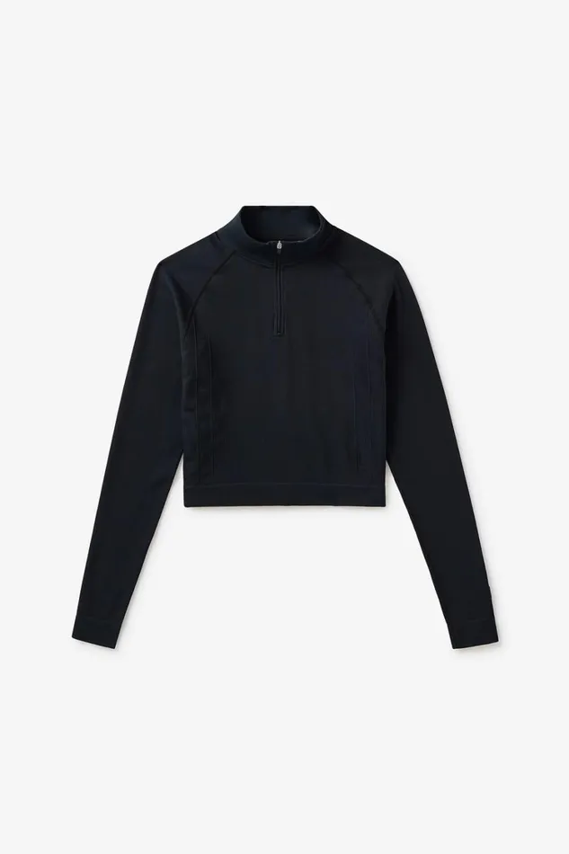 Women Tops and TShirts Fila Breakpoint Seamless Quarter Zip 001 Black