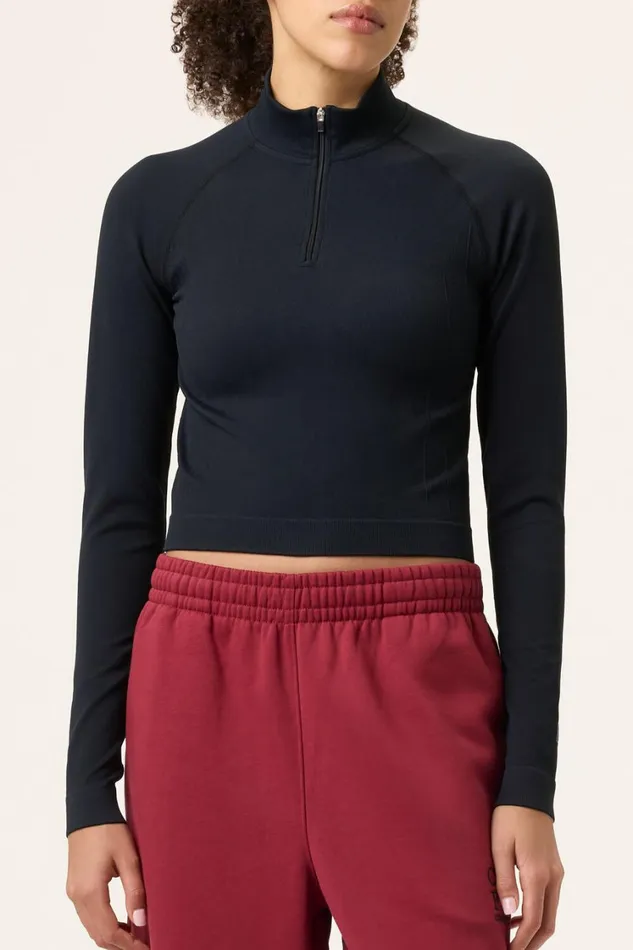 Women Tops and TShirts Fila Breakpoint Seamless Quarter Zip 001 Black